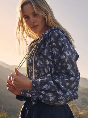 FP Movement Break My Heart Floral Cropped Windbreaker Jacket Size XS